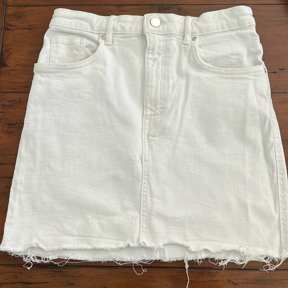 White denim mini skirt